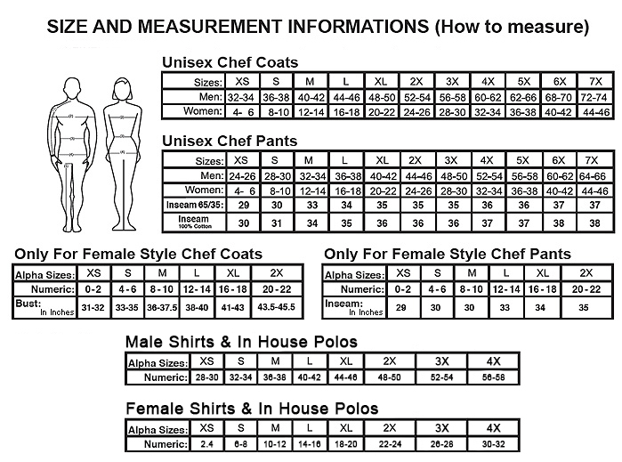 Numeric Size Chart